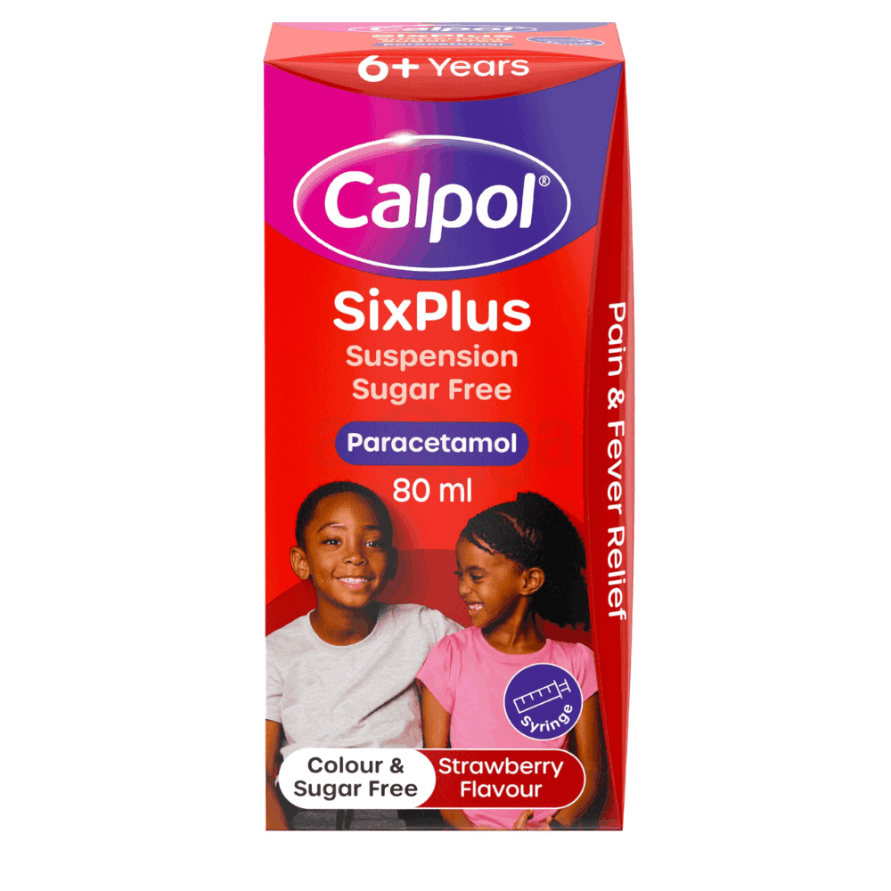 Calpol SixPlus Suspension Sugar Free Strawberry Flavour 6+ Years, 80ml